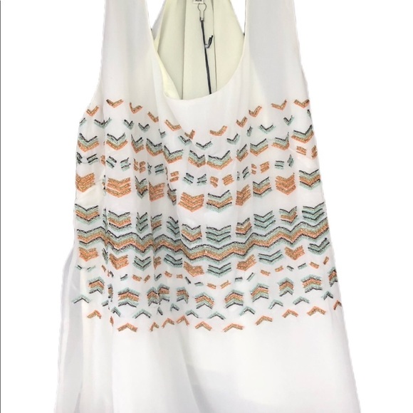 NWT Greylin XS Beaded Racer Back Tank White Lined - Picture 2 of 13